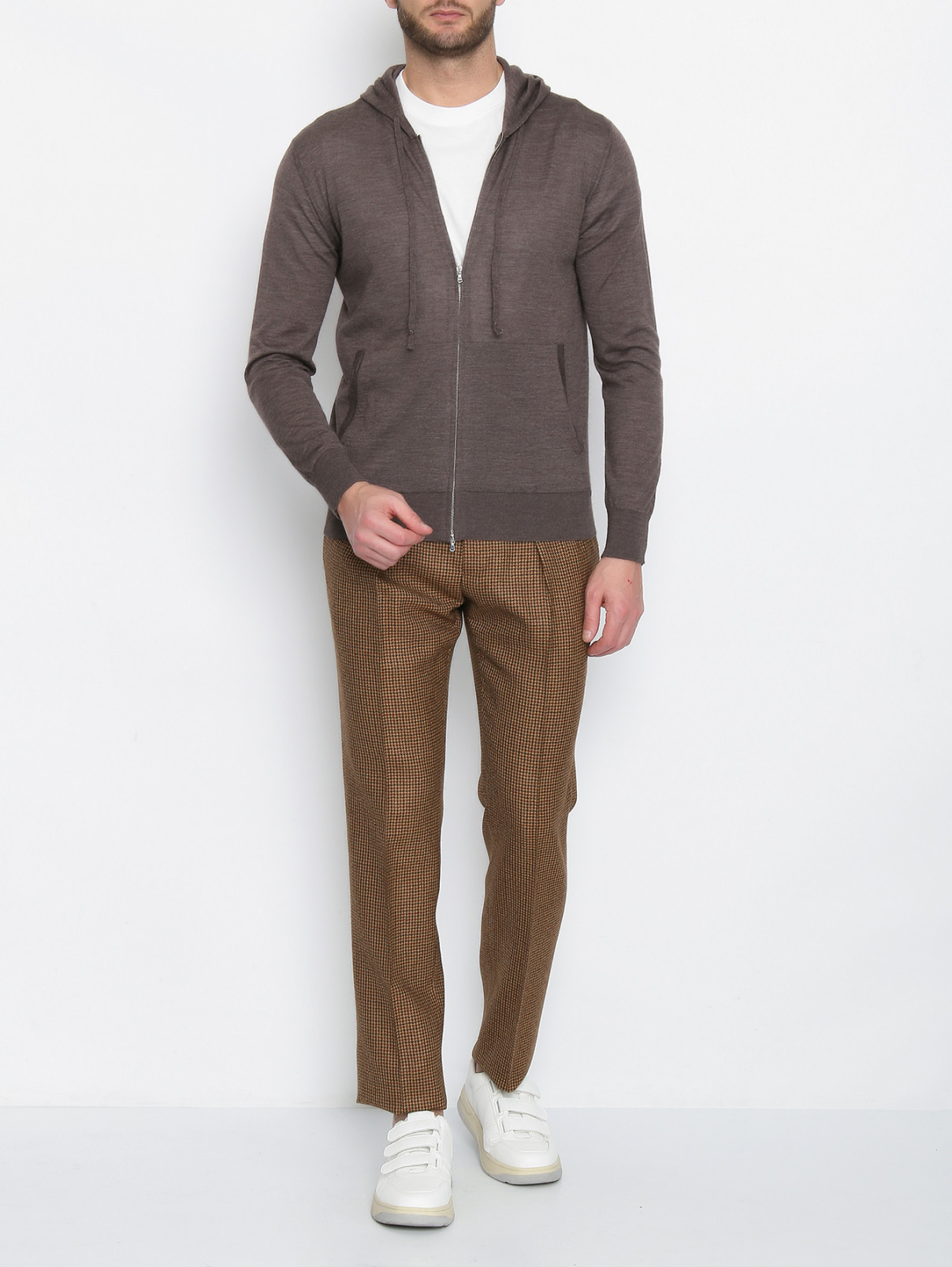 Брюки из шерсти с узором LARDINI  –  МодельОбщийВид  – Цвет:  Узор