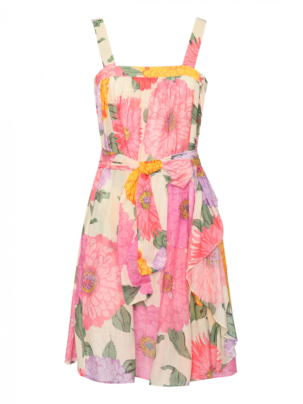 Платье из хлопка и шелка с узором TWINSET  –  Общий вид  – Цвет:  Мультиколор