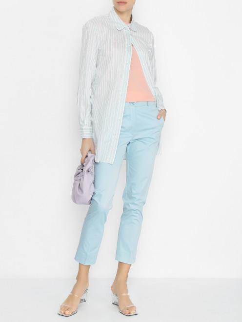 Блуза из хлопка и шелка с узором Moschino Boutique - МодельОбщийВид