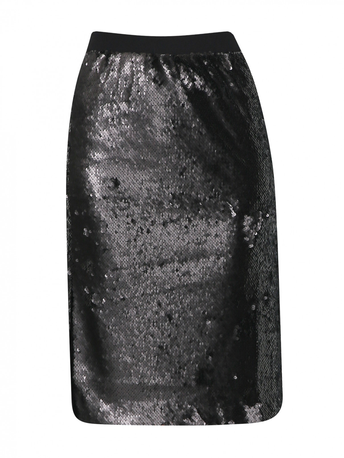 Юбка на резинке декорированная пайетками DESIGNERS REMIX  –  Общий вид  – Цвет:  Черный