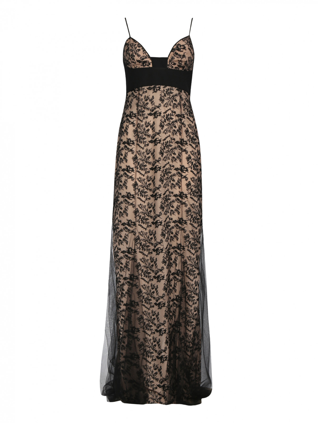 Платье-макси с вышивкой La Perla  –  Общий вид  – Цвет:  Черный