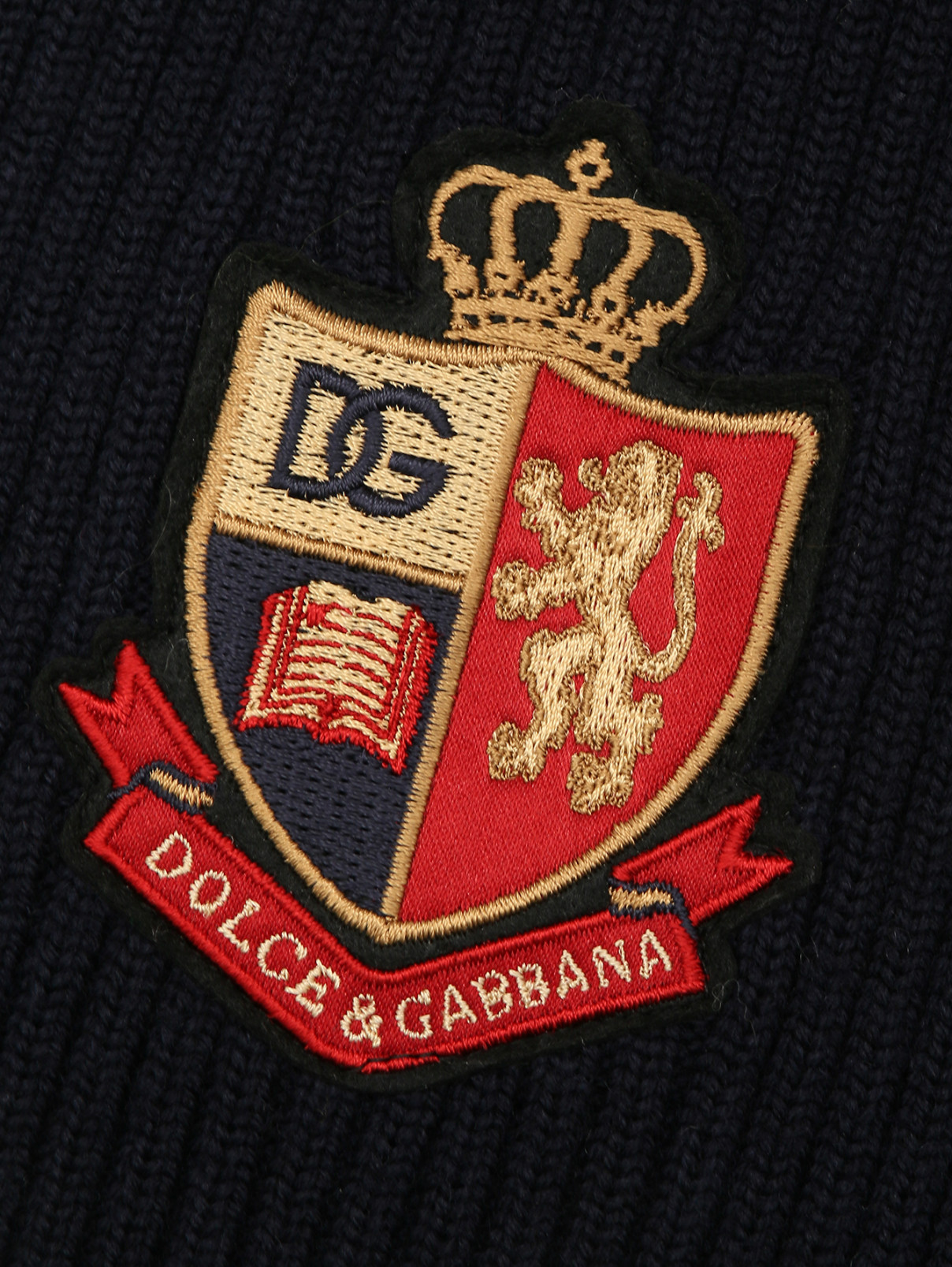 Шерстяной шарф с аппликацией Dolce & Gabbana  –  Деталь1  – Цвет:  Синий