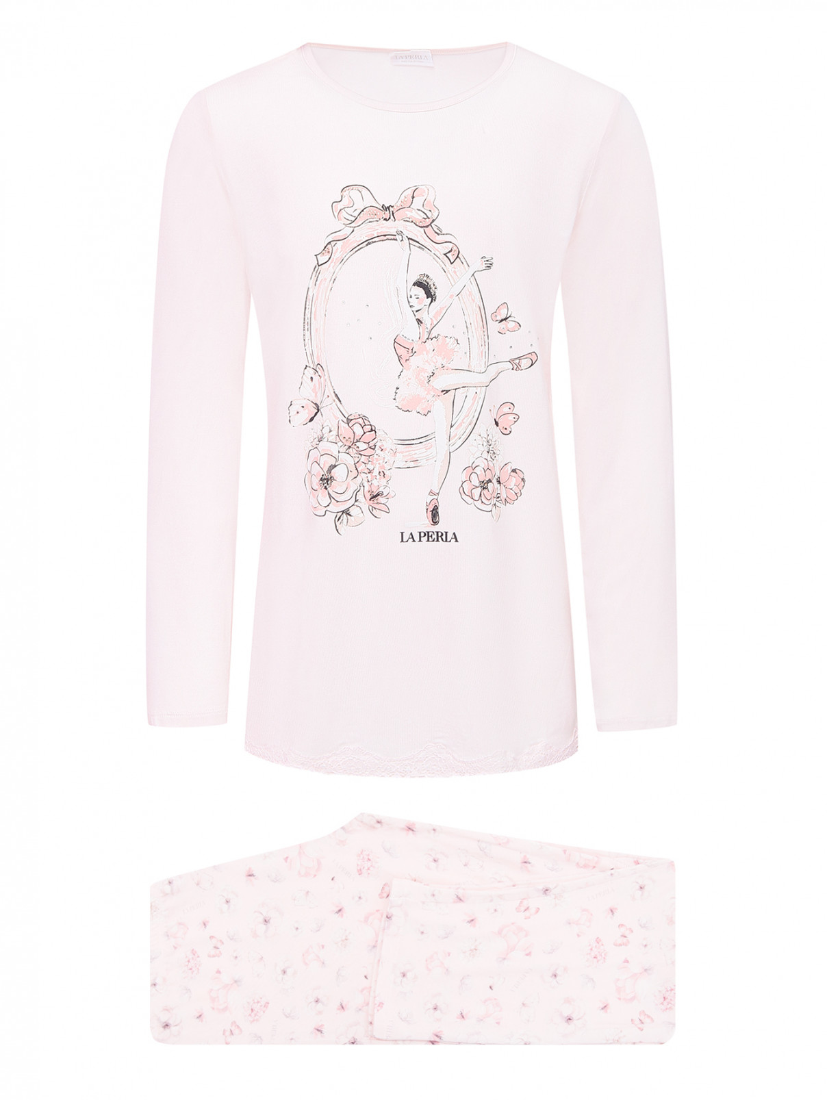 Пижама с узором из модала La Perla  –  Общий вид  – Цвет:  Розовый