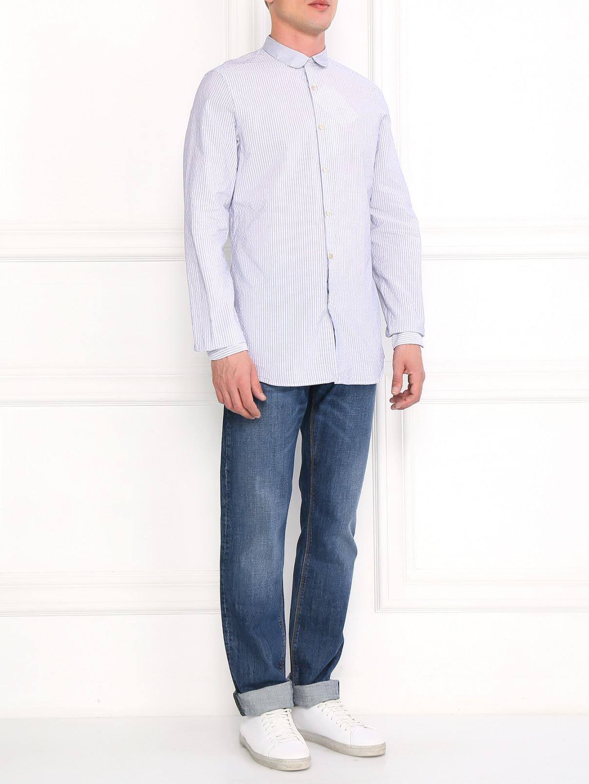 Рубашка из хлопка с узором "полоска" Paul Smith  –  Модель Общий вид  – Цвет:  Узор