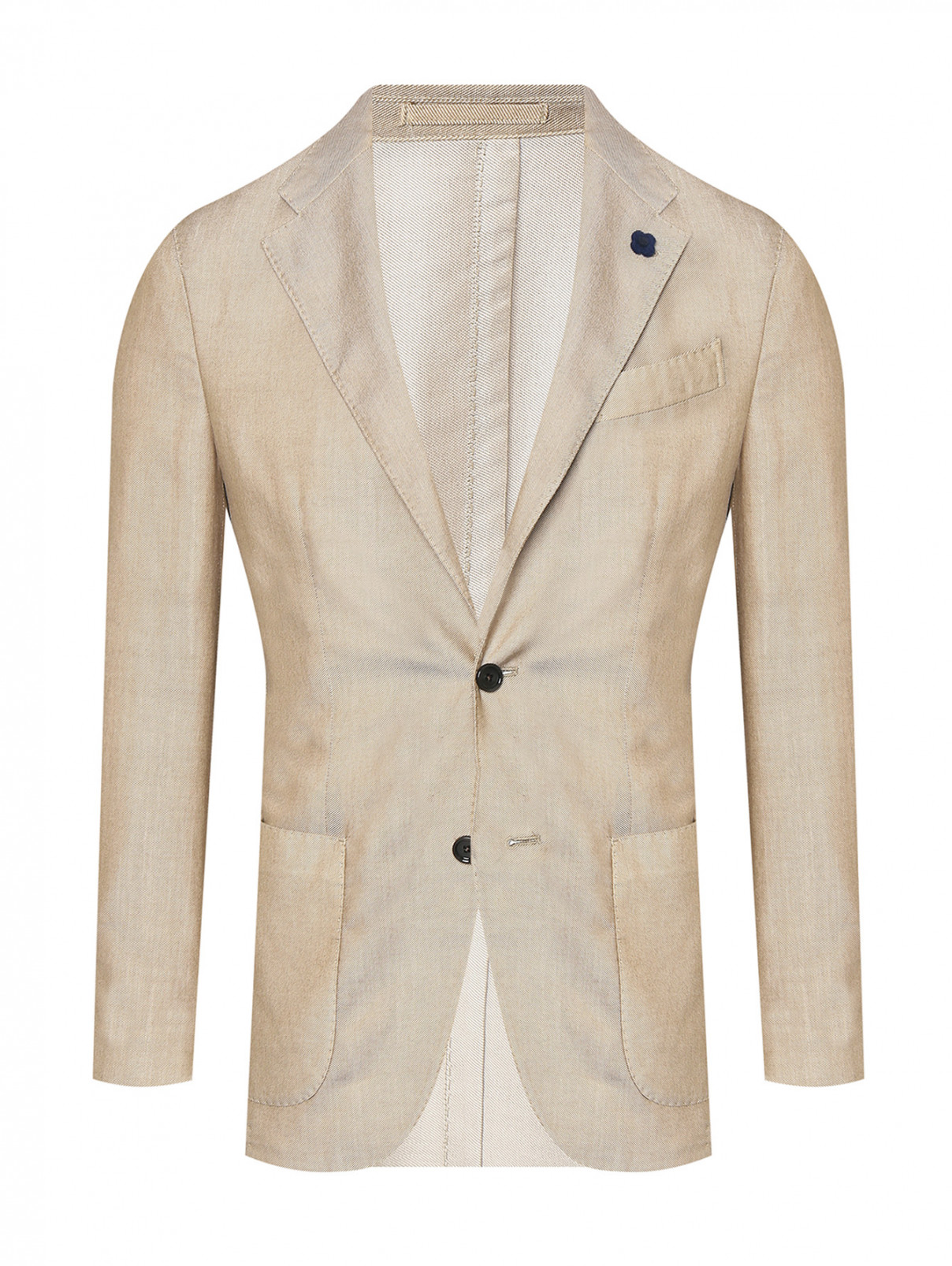 Пиджак на пуговицах с карманами LARDINI  –  Общий вид  – Цвет:  Бежевый