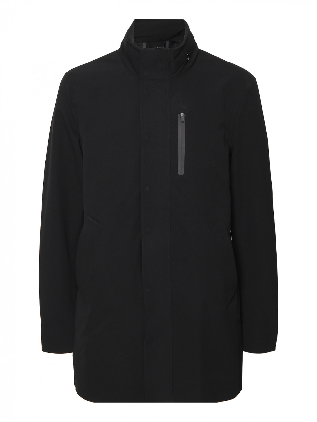 Куртка на молнии с карманами Boggi  –  Общий вид  – Цвет:  Черный