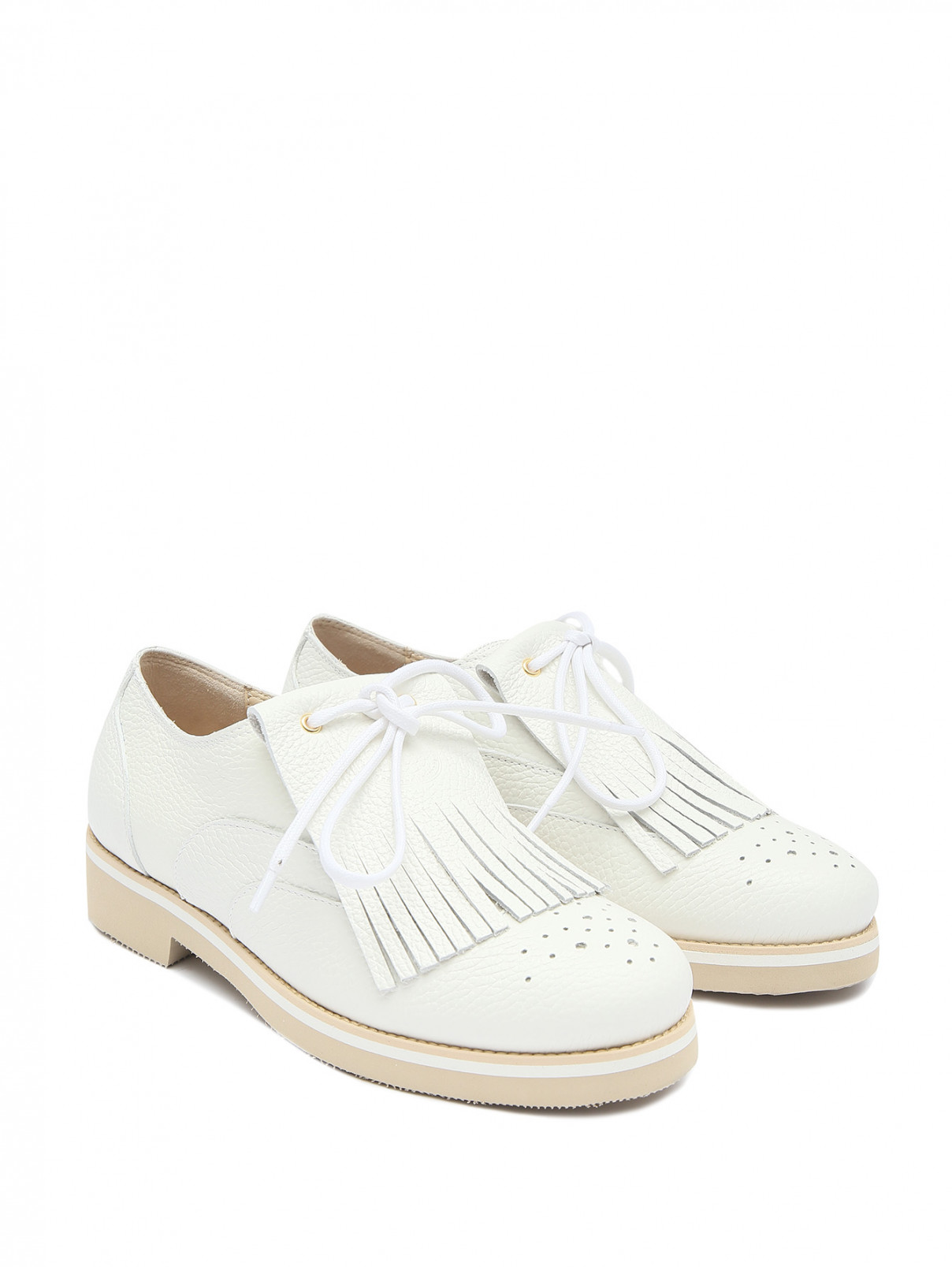 Ботинки из кожи на шнурках Marina Rinaldi  –  Общий вид  – Цвет:  Белый