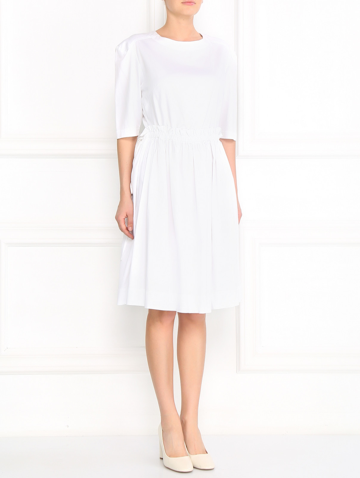 Платье из хлопка с вырезом на спине Anglomania by V.Westwood  –  Модель Общий вид  – Цвет:  Белый