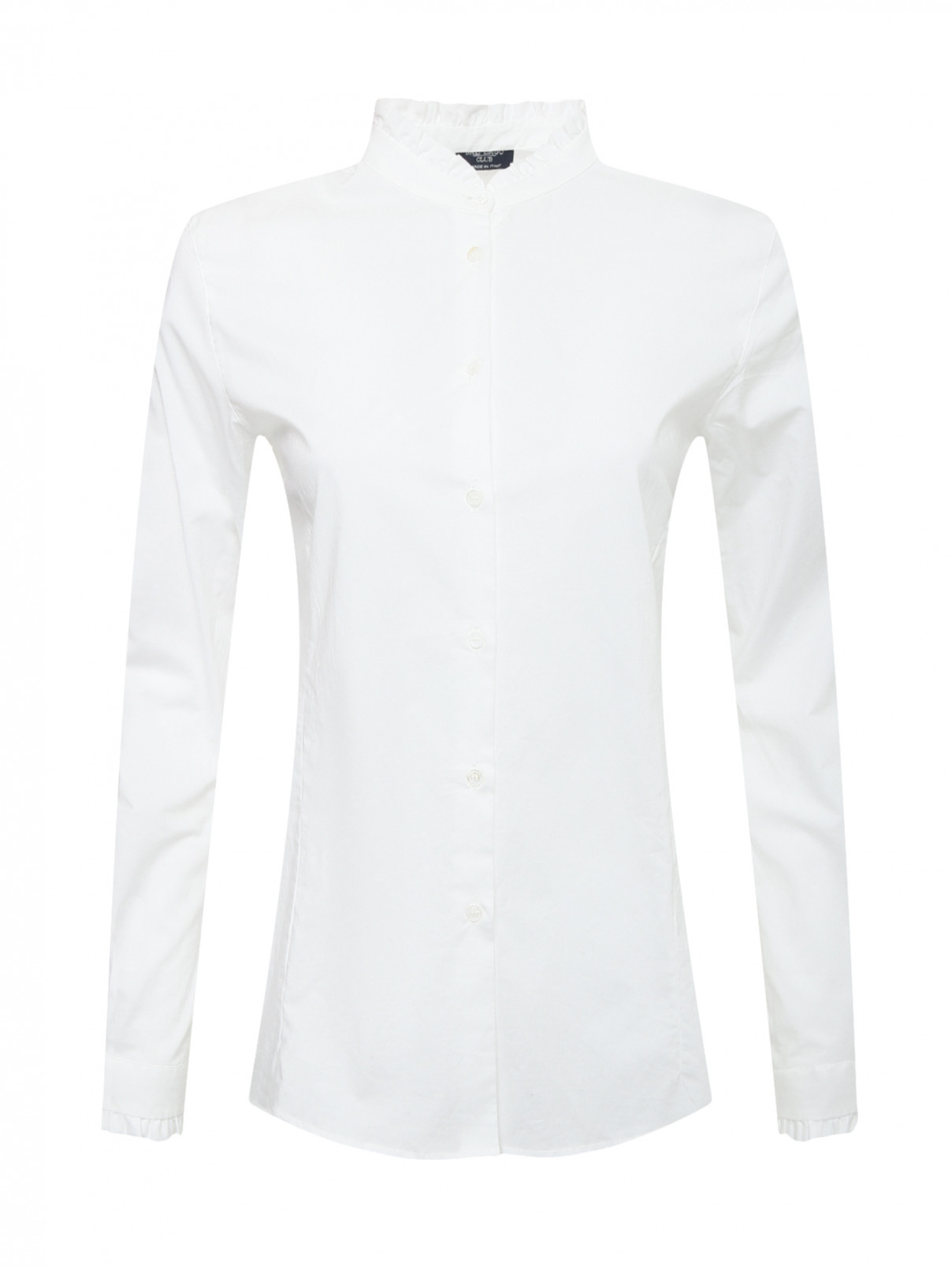 Блуза хлопковая с декором на вороте Dal Lago  –  Общий вид  – Цвет:  Белый