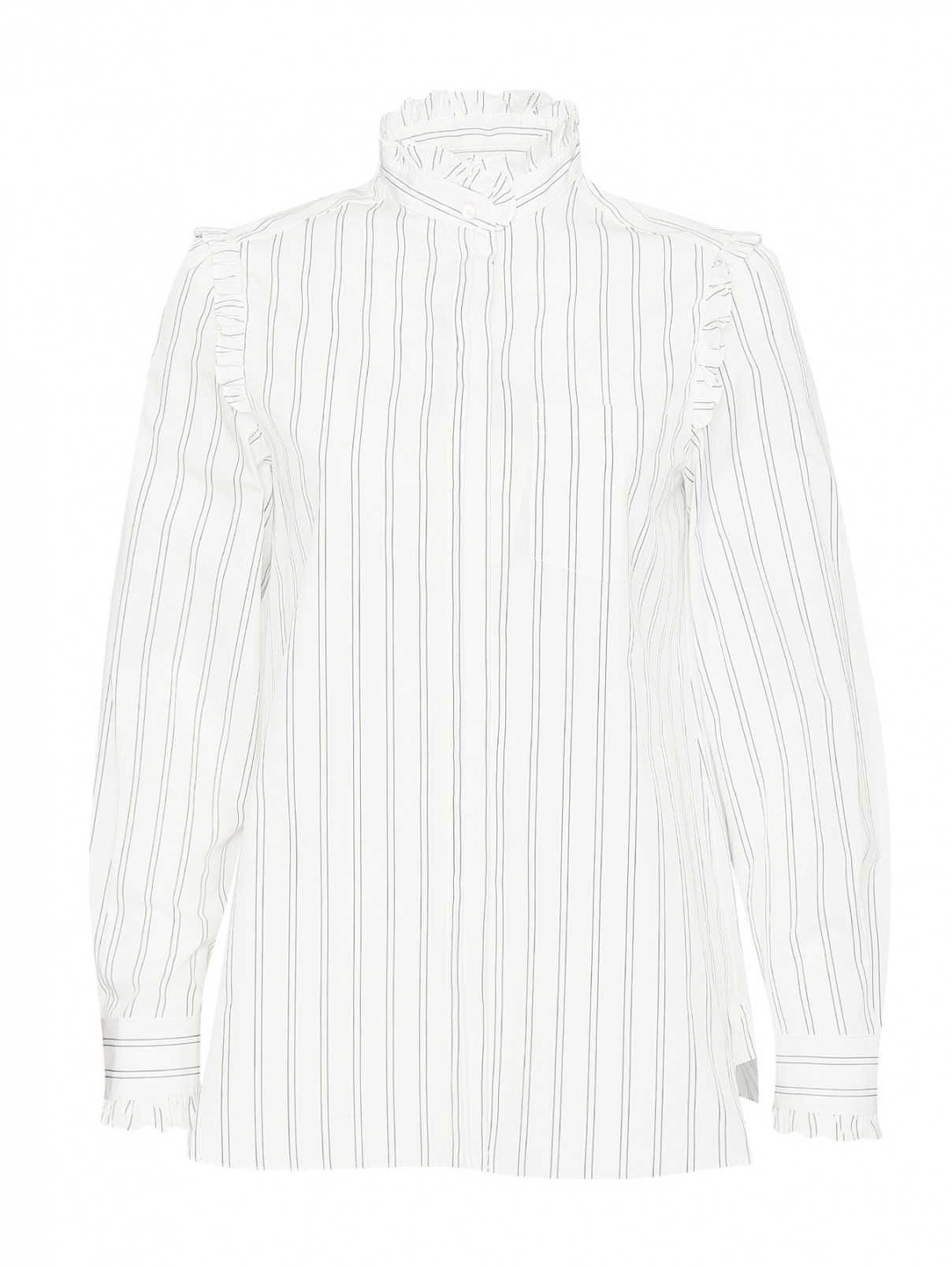 Блуза из хлопка с узором полоска Weekend Max Mara  –  Общий вид  – Цвет:  Белый