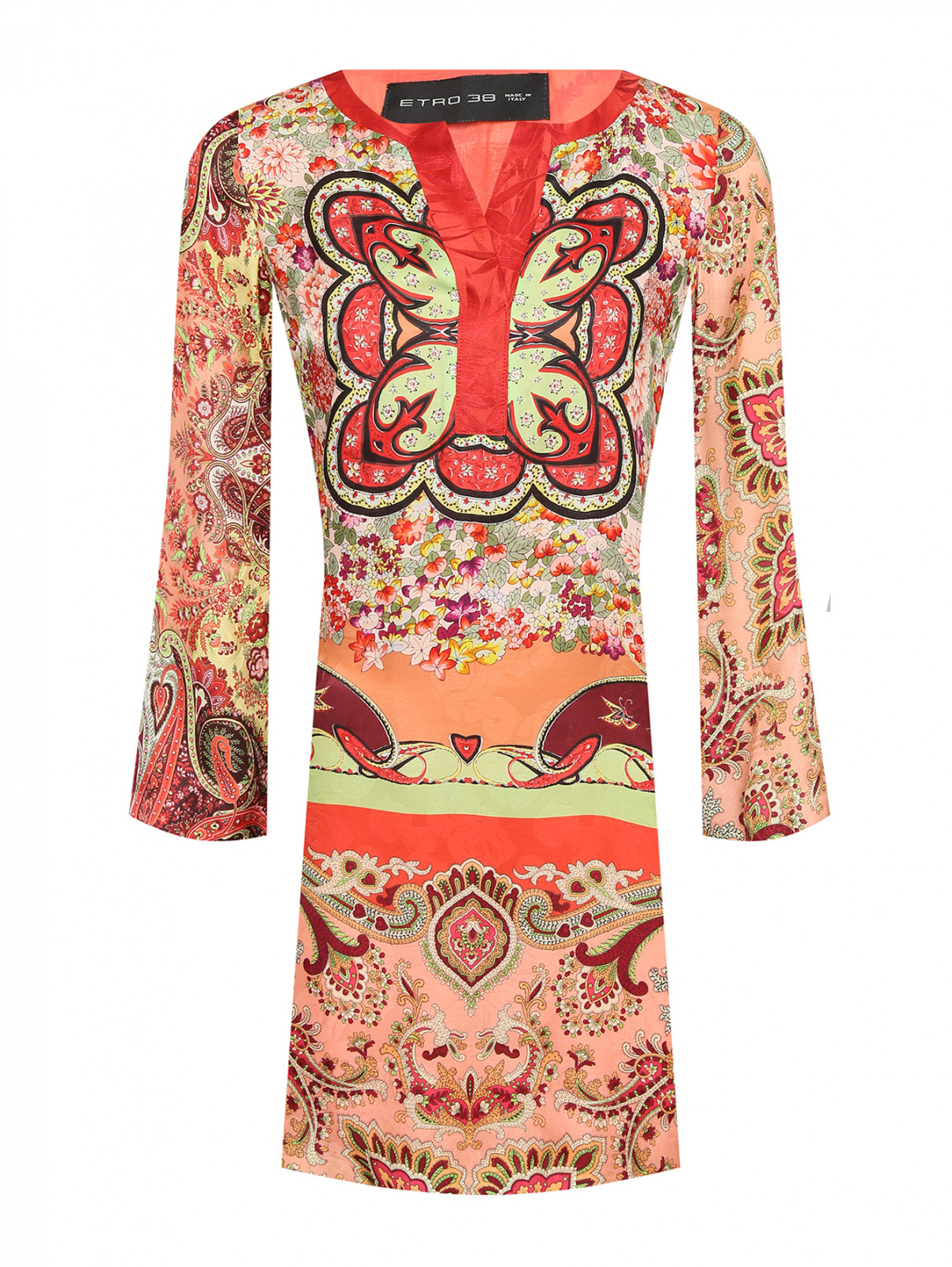 Платье из вискозы и шелка с узором Etro  –  Общий вид  – Цвет:  Красный