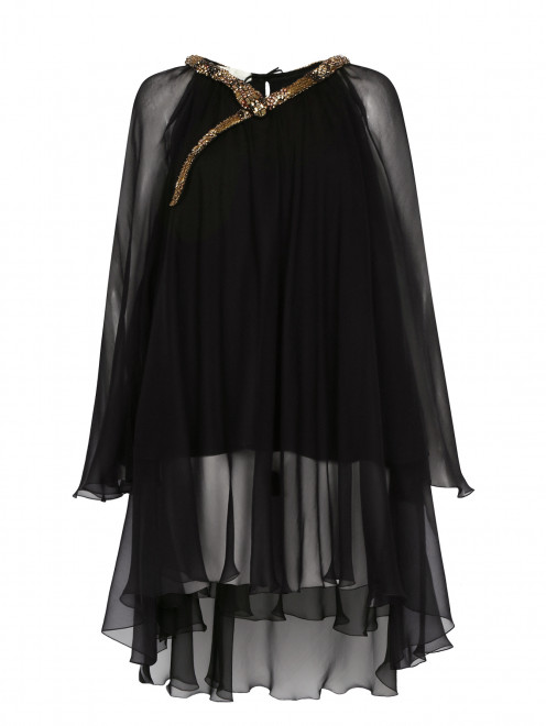 Свободная шелковая туника, декорированная кристаллами Alberta Ferretti - Общий вид