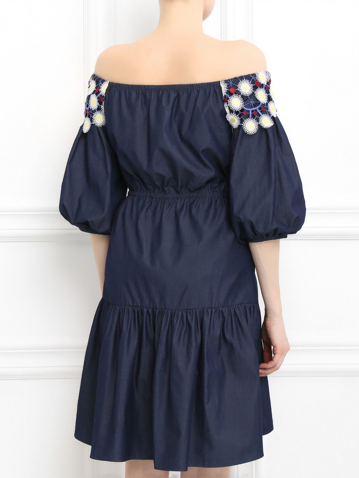 Платье из хлопка с декором Peter Pilotto  –  Модель Верх-Низ1  – Цвет:  Синий