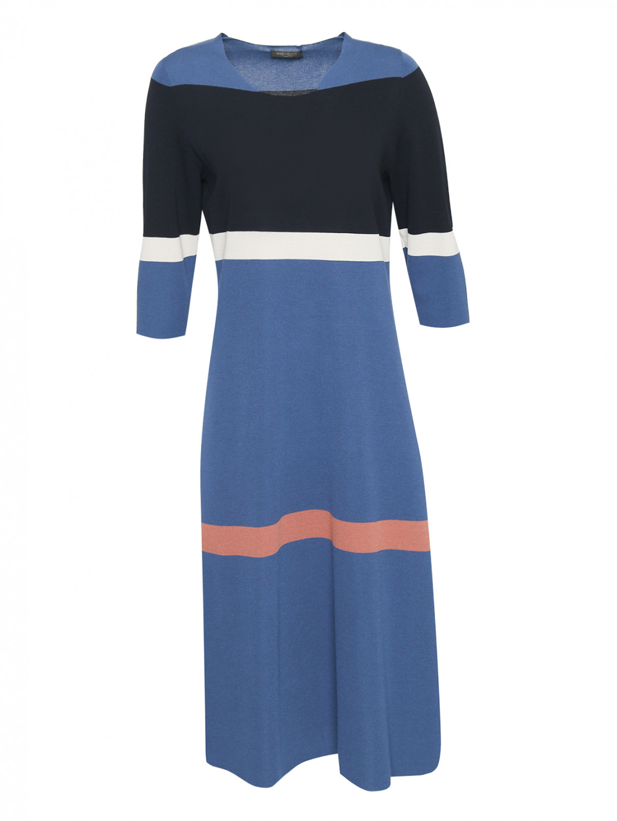 Платье-миди с рукавами 3/4 Marina Rinaldi  –  Общий вид  – Цвет:  Синий