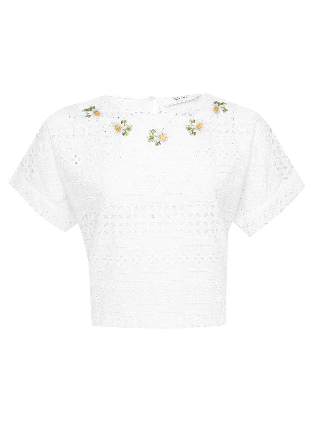 Блуза из хлопка с коротким рукавом и вышивкой Blugirl  –  Общий вид