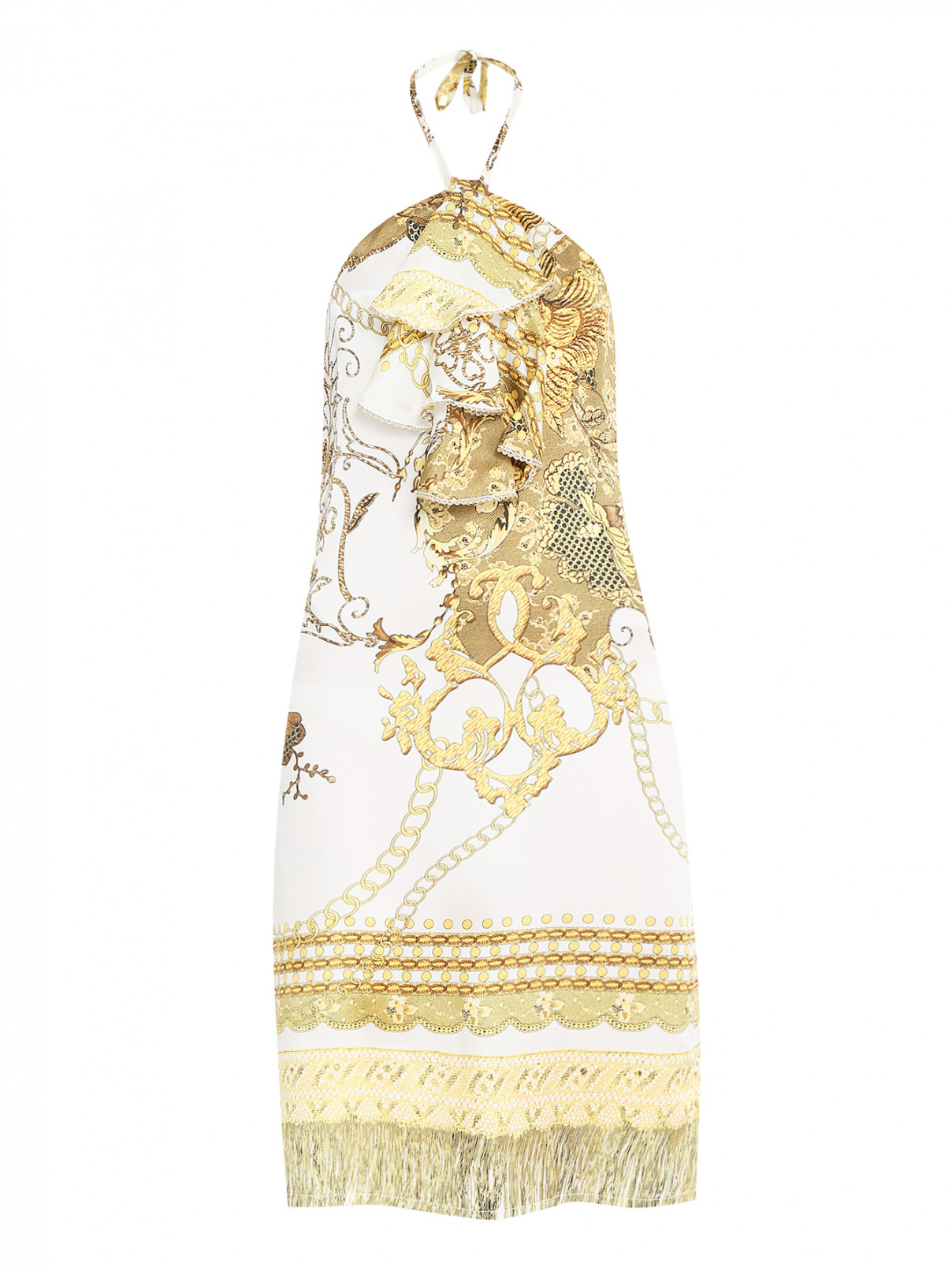 Платье из шелка с узором La Perla  –  Общий вид  – Цвет:  Желтый