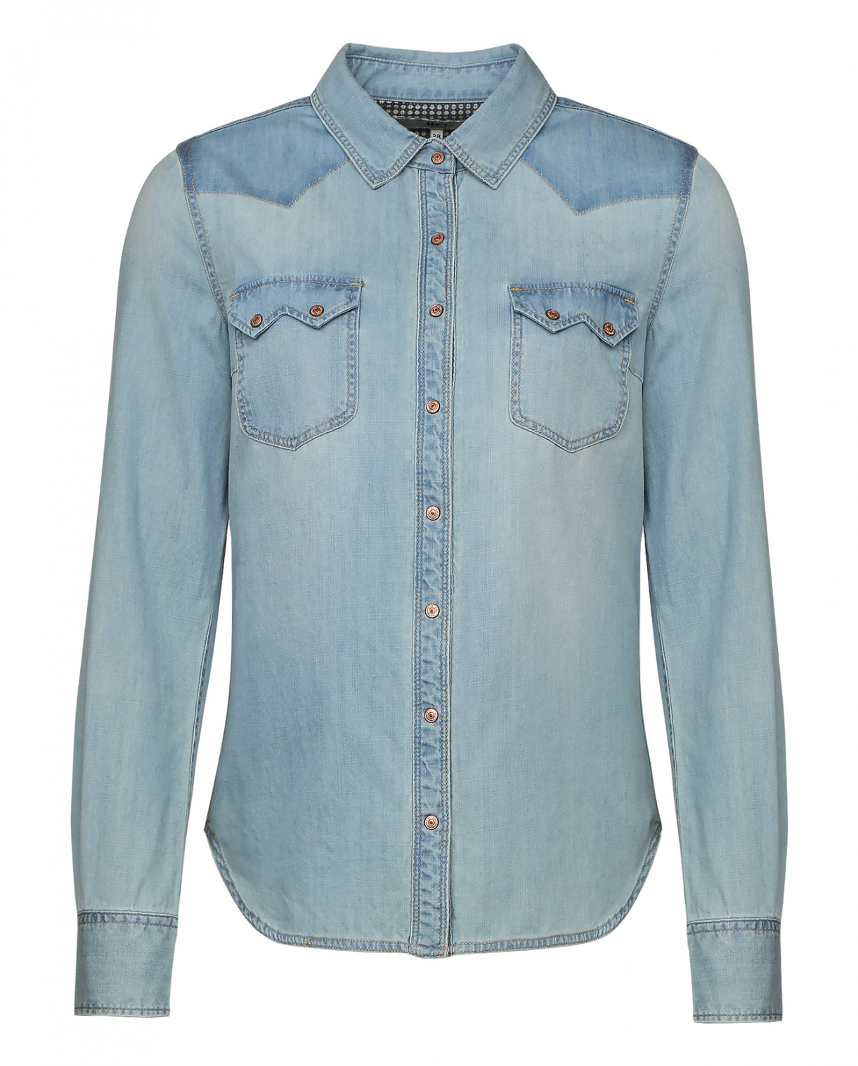 Джинсовая рубашка с длинными рукавами MKT Studio  –  Общий вид  – Цвет:  Синий