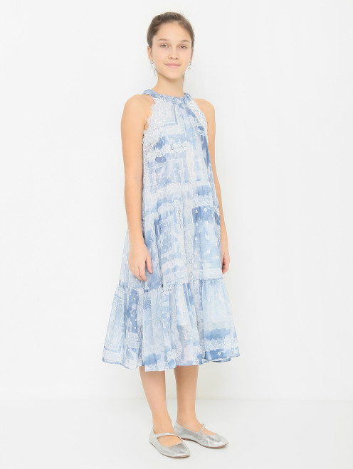 Платье с кружевом без рукавов Ermanno Scervino Junior - МодельВерхНиз