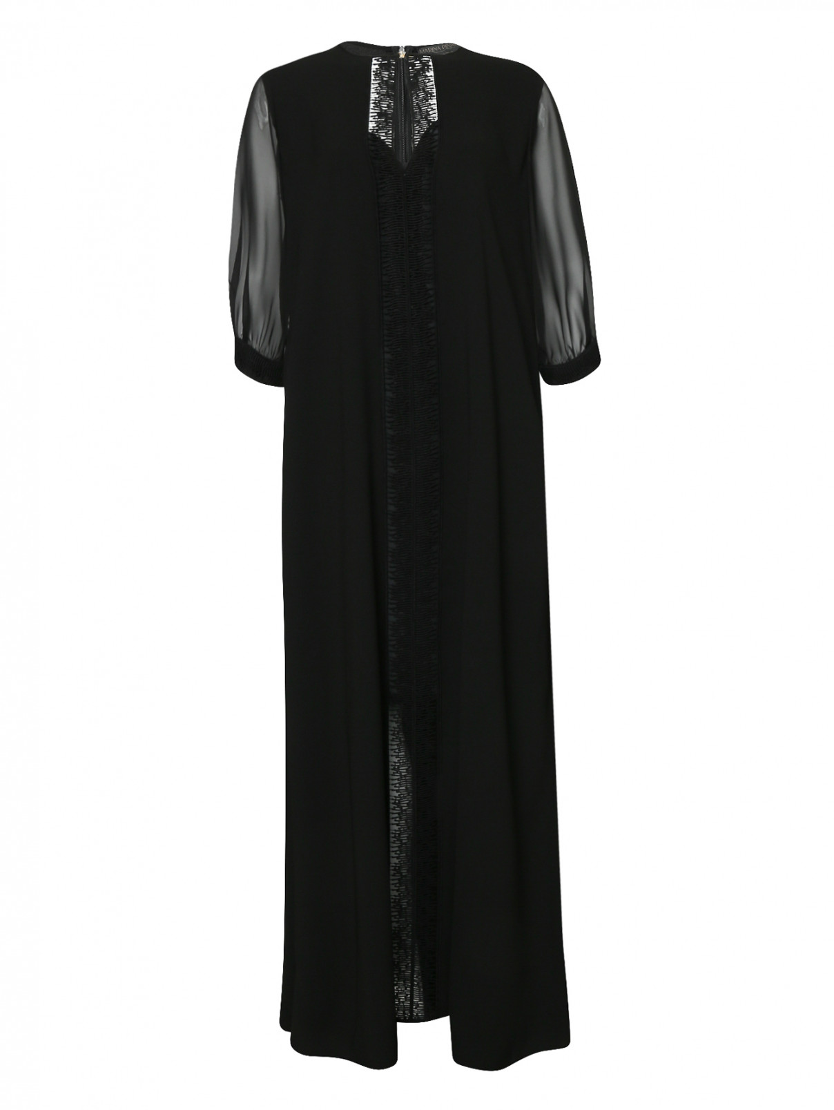 Платье-макси с декоративной отделкой Marina Rinaldi  –  Общий вид  – Цвет:  Черный