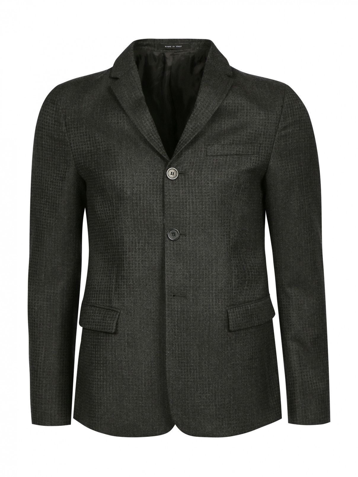 Однобортный пиджак из шерсти Emporio Armani  –  Общий вид  – Цвет:  Коричневый