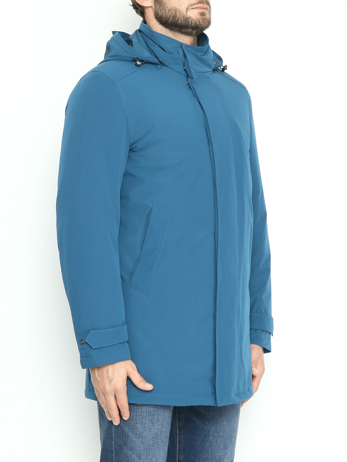 Куртка на молнии с капюшоном Paul&Shark  –  МодельВерхНиз  – Цвет:  Синий