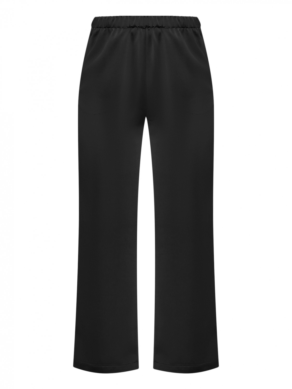 Сатиновые брюки на резинке с карманами Marina Rinaldi  –  Общий вид  – Цвет:  Черный