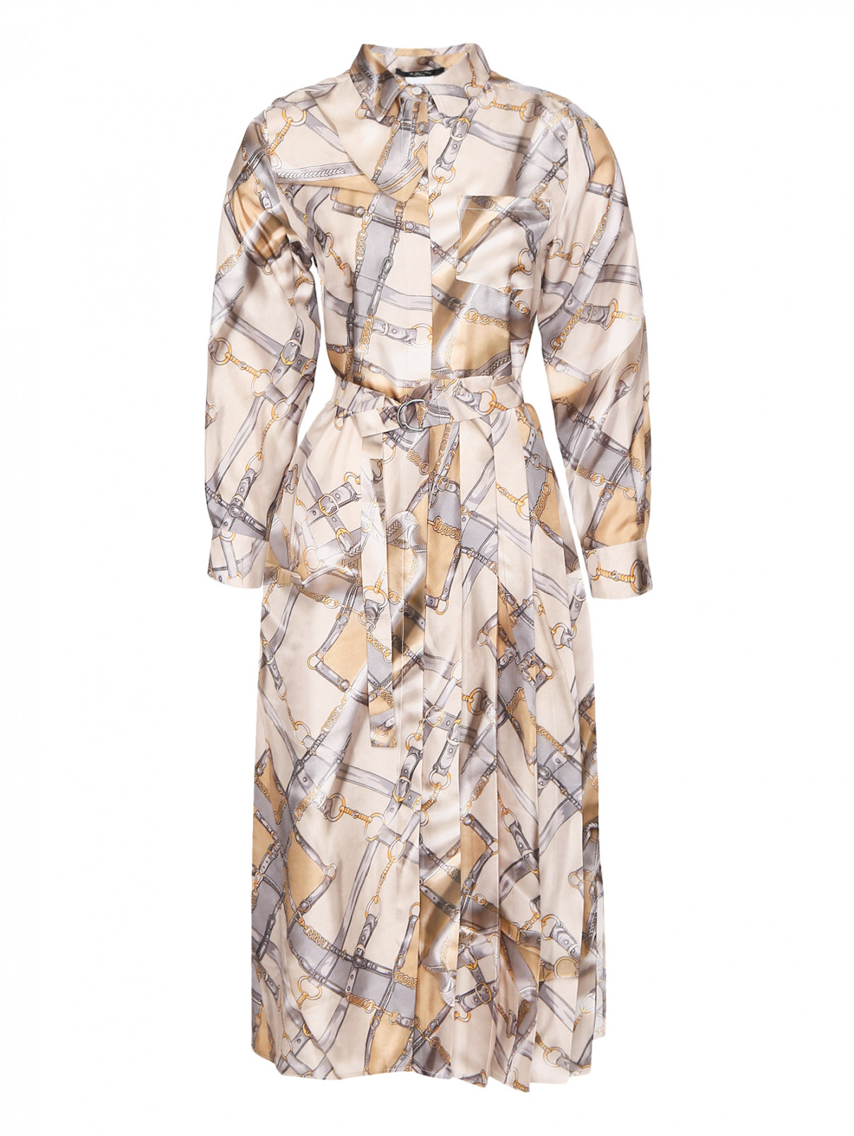 Платье-миди из шелка с узором Weekend Max Mara  –  Общий вид  – Цвет:  Узор