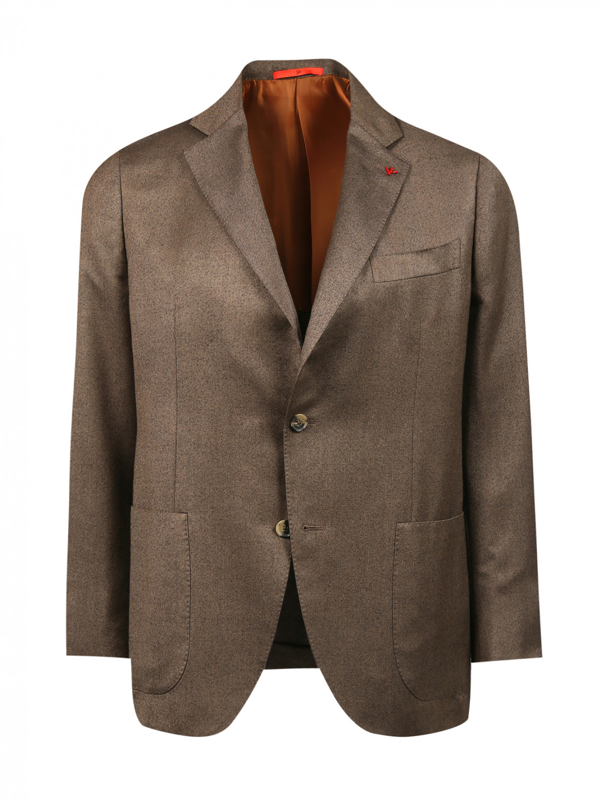 Пиджак однобортный из кашемира и шелка Isaia  –  Общий вид  – Цвет:  Коричневый