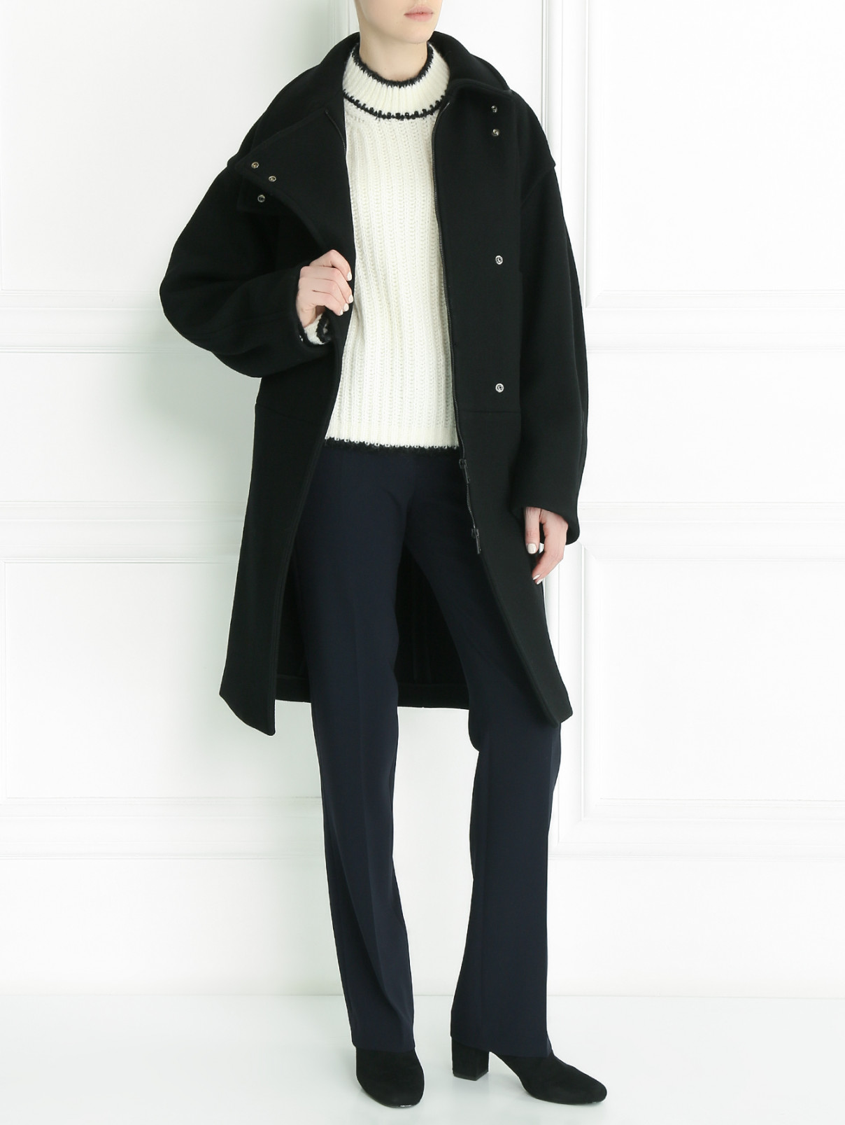 Пальто из шерсти объемного силуэта Jil Sander  –  Модель Общий вид  – Цвет:  Черный