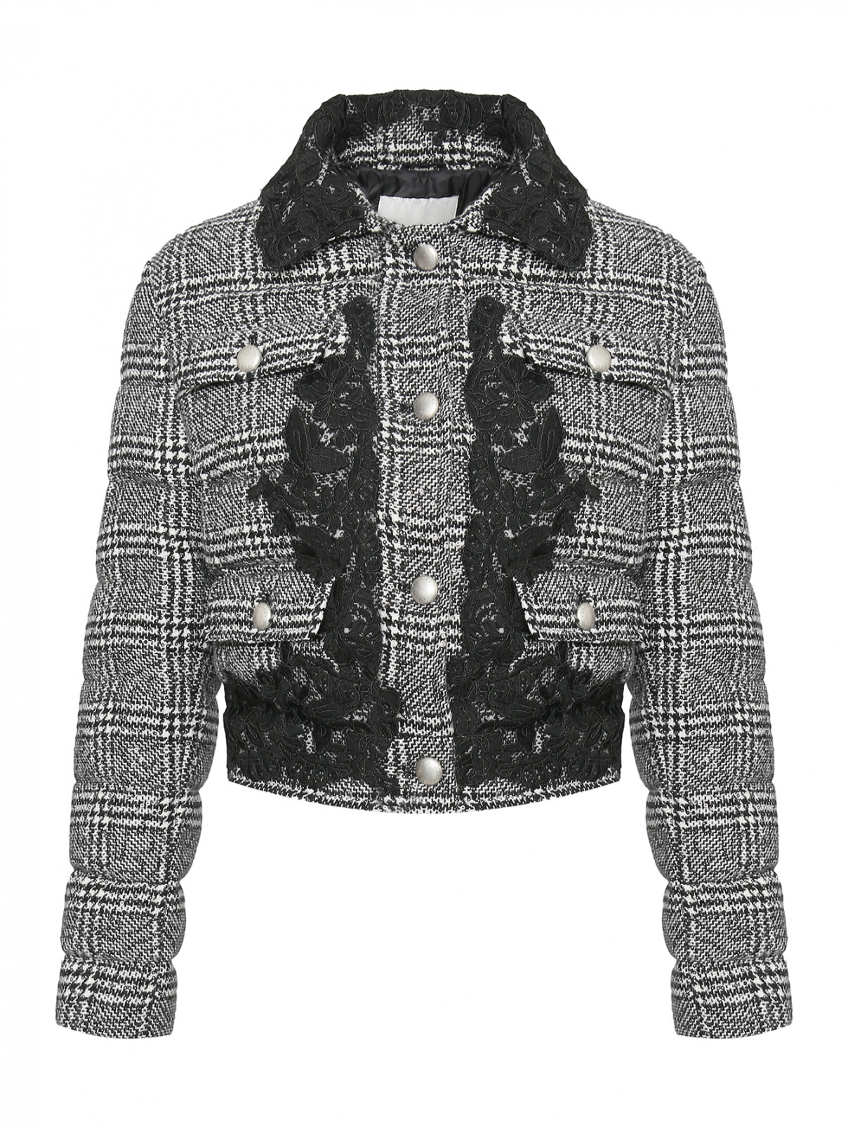 Стеганая куртка с пайетками и вышивкой Ermanno Firenze  –  Общий вид  – Цвет:  Узор