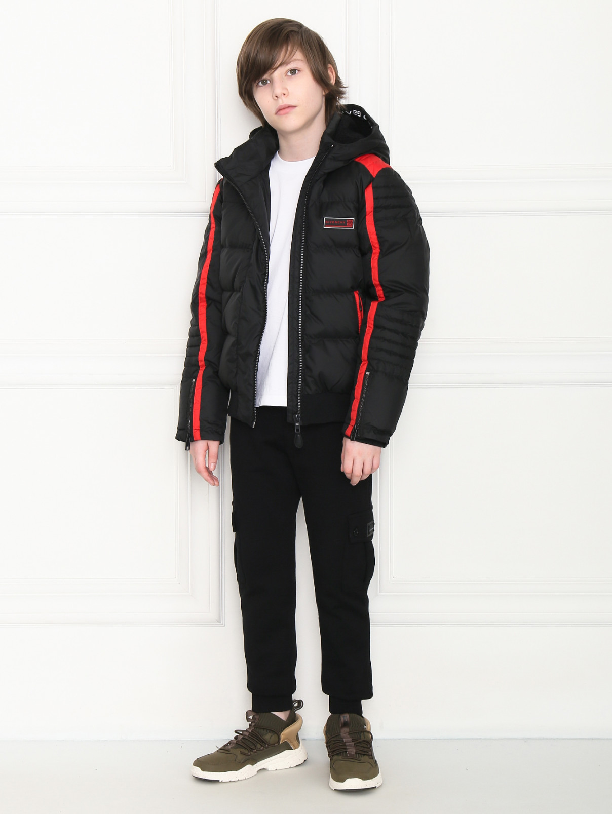 Куртка на молнии с контрастной отделкой Givenchy  –  МодельОбщийВид  – Цвет:  Черный