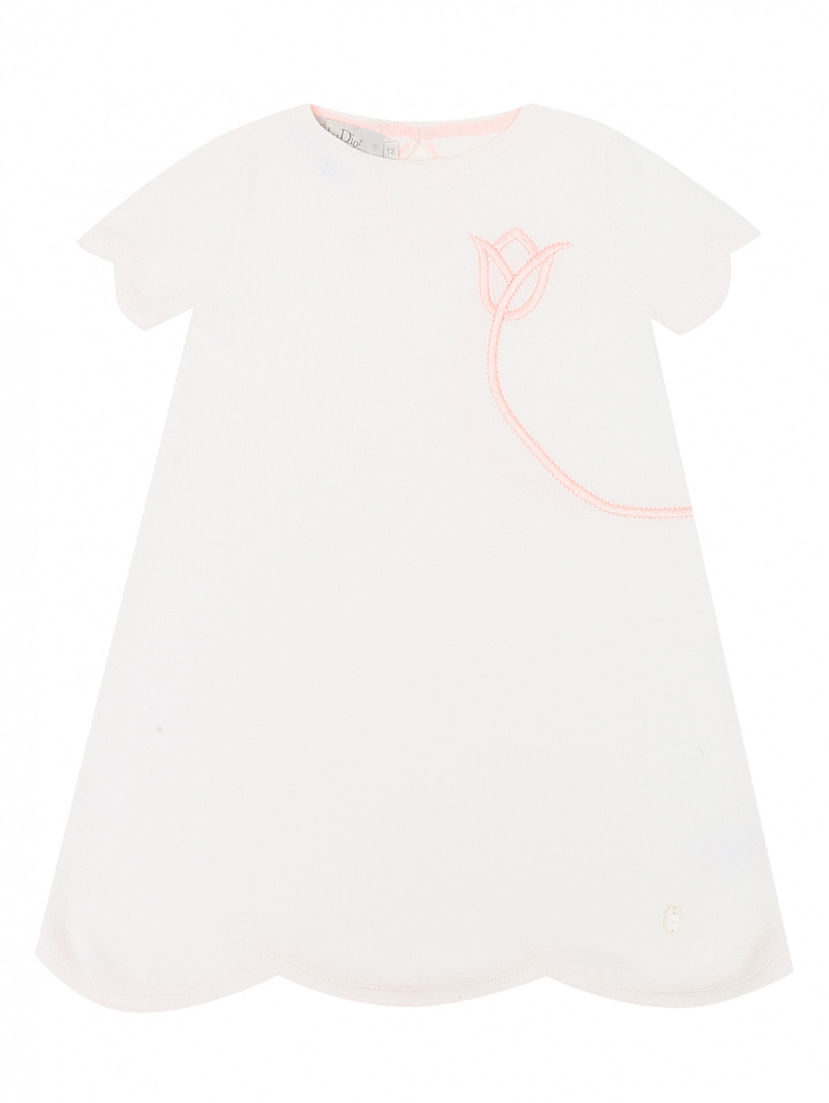 Трикотажное платье с вышивкой Baby Dior  –  Общий вид  – Цвет:  Белый