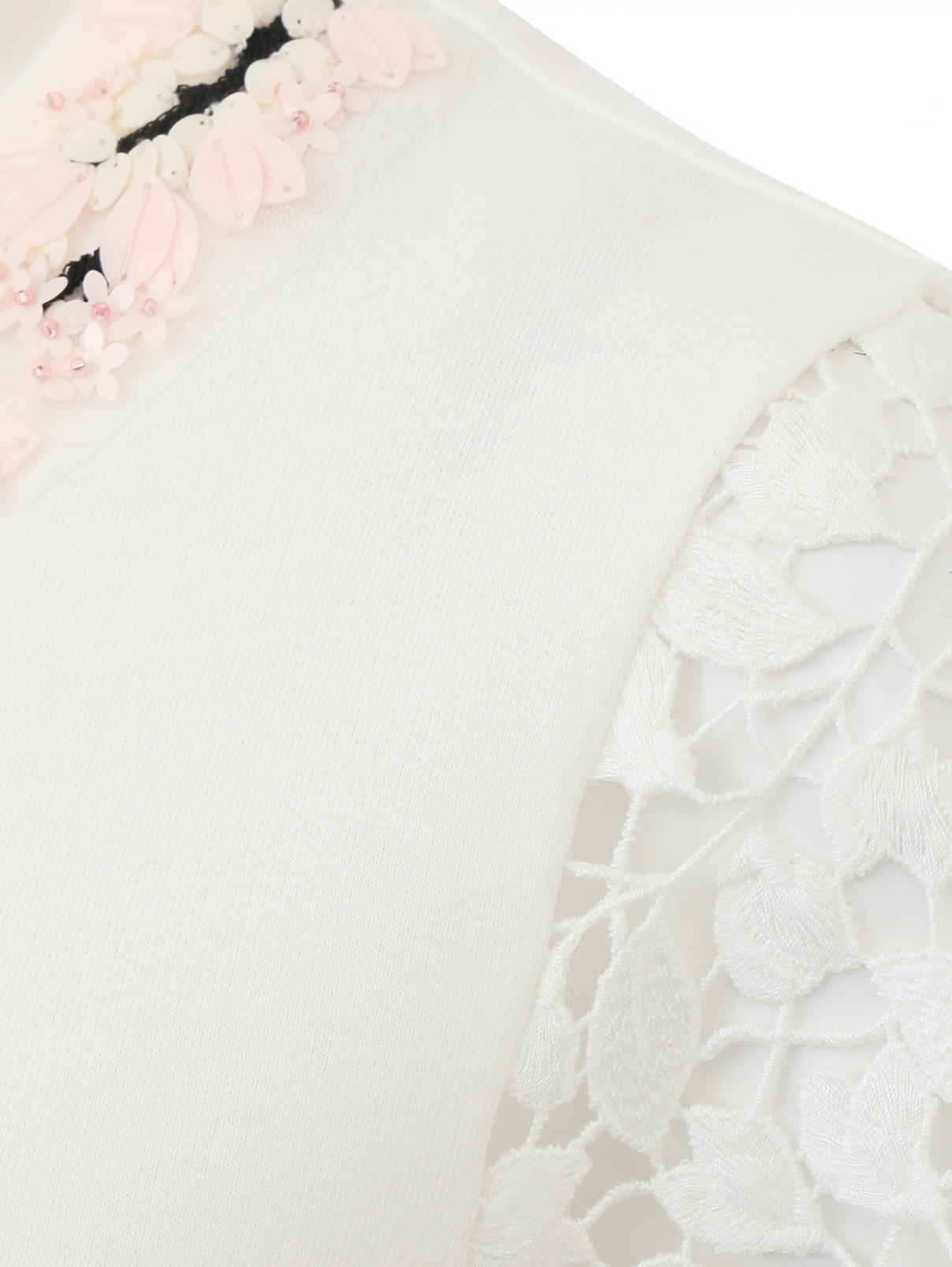 Платье из хлопка свободного кроя с декоративной отделкой Giambattista Valli  –  Деталь1  – Цвет:  Белый