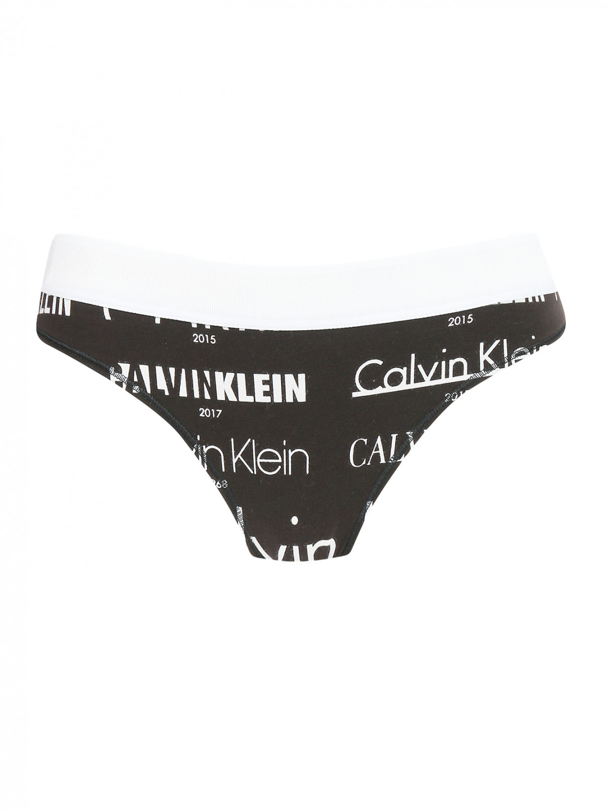 Трусы из хлопка с принтом и контрастной отделкой Calvin Klein  –  Общий вид  – Цвет:  Черный