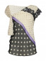 Блуза из шелка с узором "горох" декорированная кружевом Alberta Ferretti  –  Общий вид