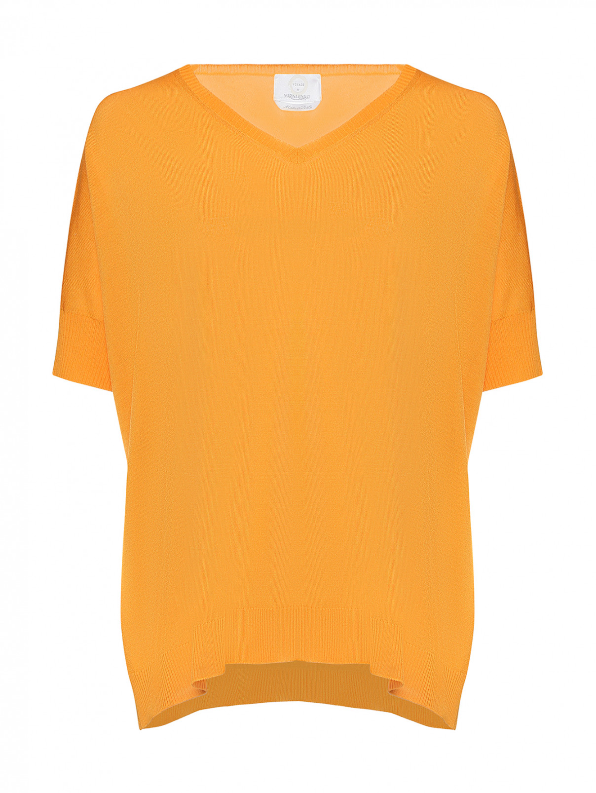 Джемпер удлиненный из хлопка и вискозы Marina Rinaldi  –  Общий вид  – Цвет:  Желтый