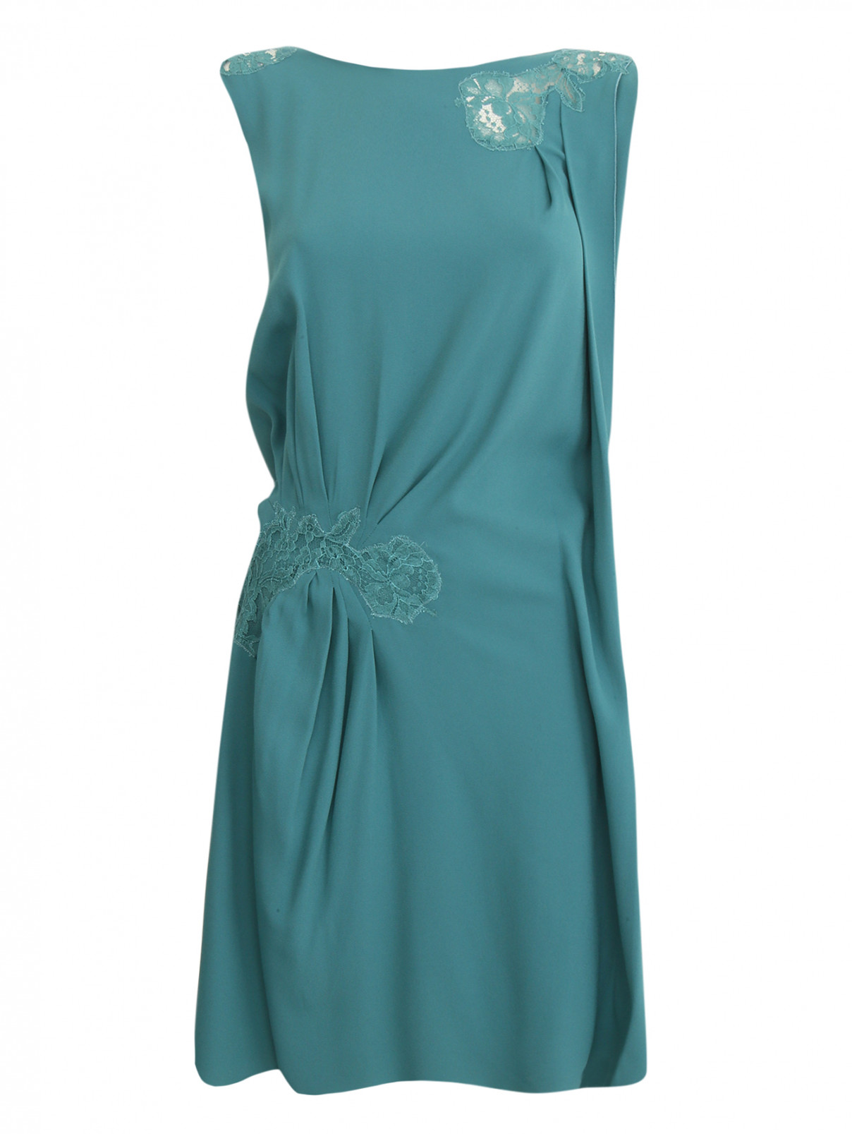 Платье прямого кроя с драпировкой Philosophy di Alberta Ferretti  –  Общий вид  – Цвет:  Зеленый