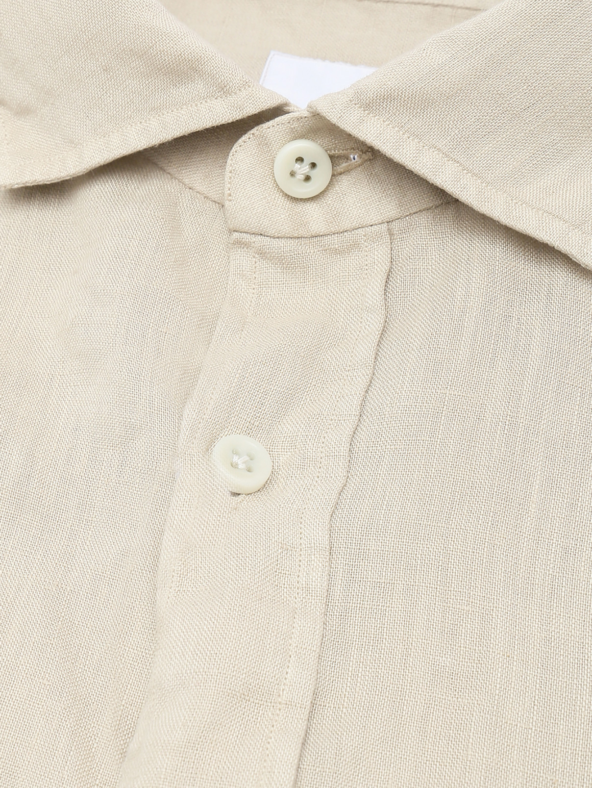 Рубашка изо льна с карманами Giampaolo  –  Деталь  – Цвет:  Бежевый