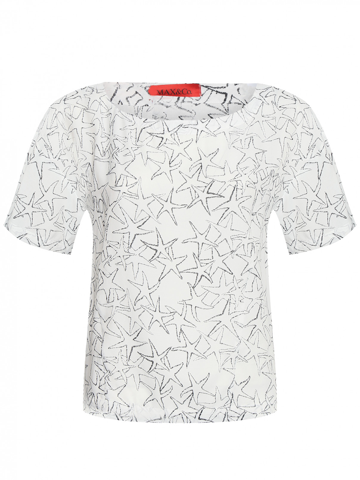 Блуза с узором Max&Co  –  Общий вид  – Цвет:  Белый
