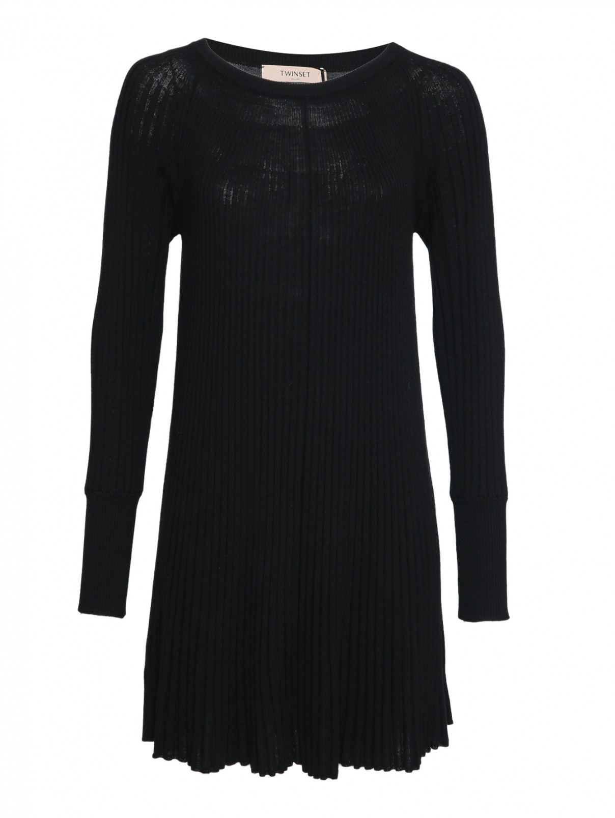 Трикотажное платье свободного кроя TWINSET  –  Общий вид  – Цвет:  Черный