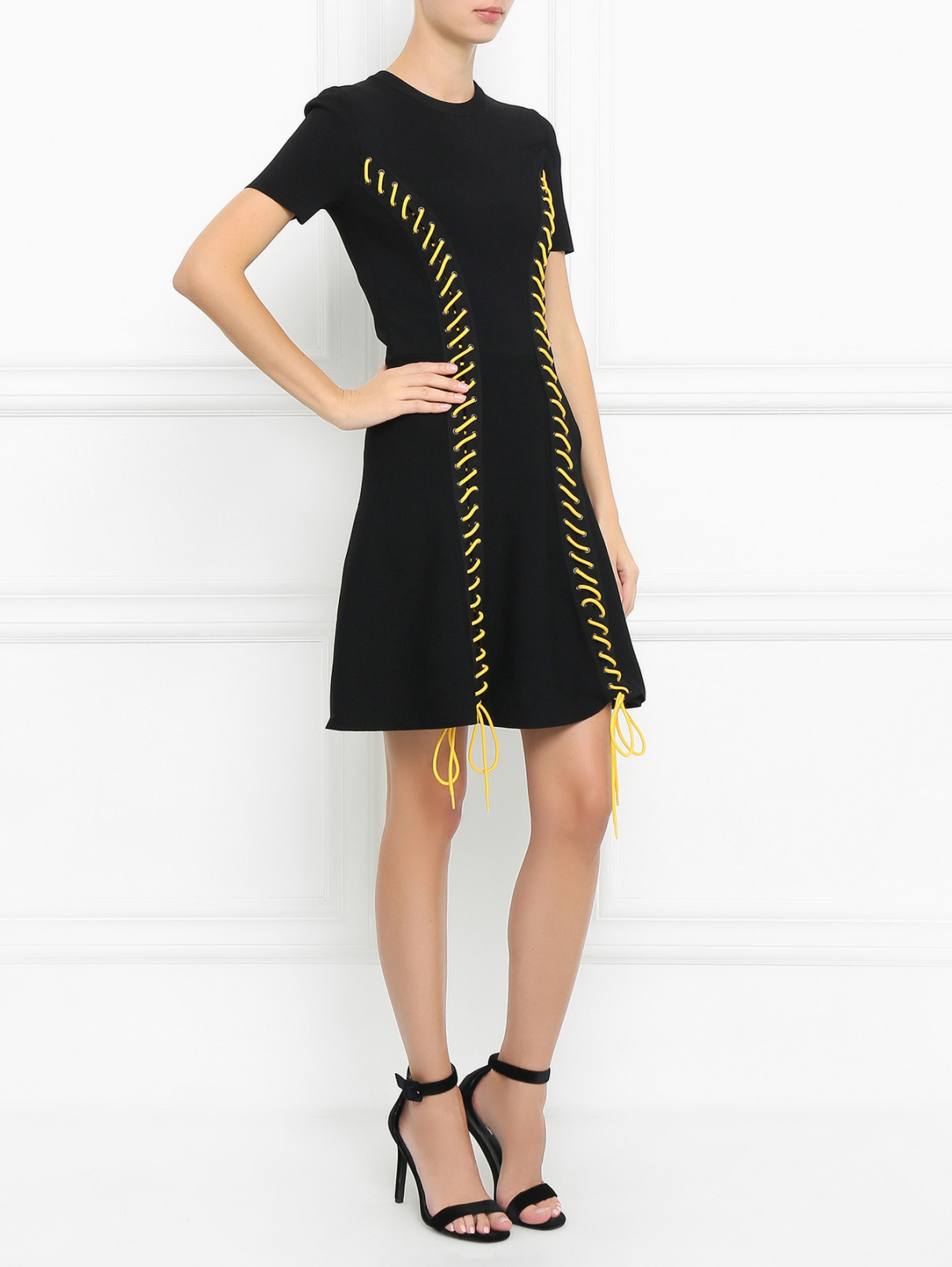 Платье-мини с отделкой Dsquared2  –  Модель Общий вид  – Цвет:  Черный