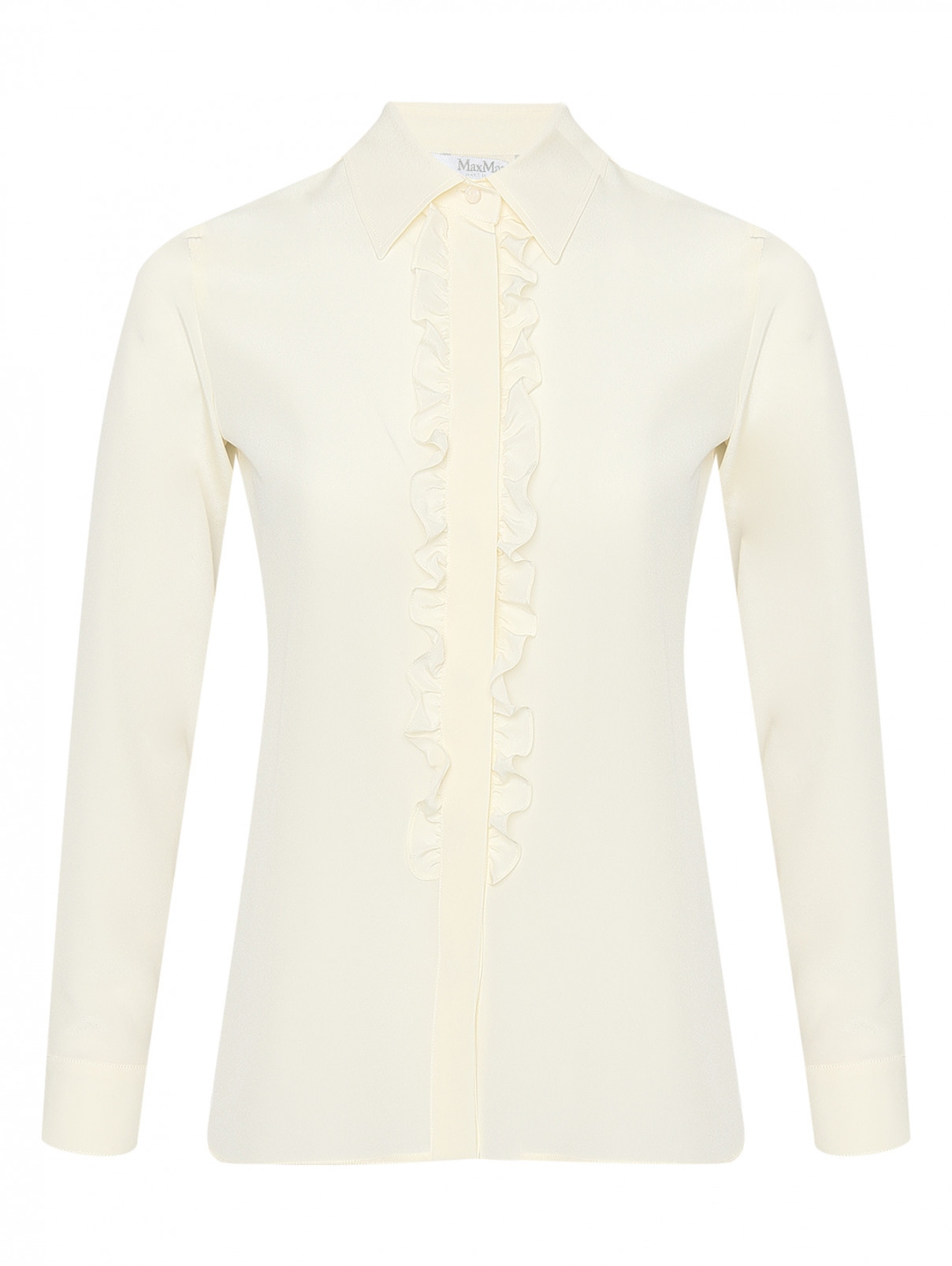Блуза из шелка с жабо Max Mara  –  Общий вид  – Цвет:  Белый