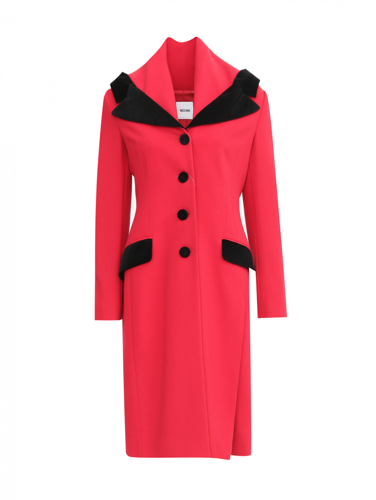 Пальто из с смешанной шерсти Moschino  –  Общий вид  – Цвет:  Красный