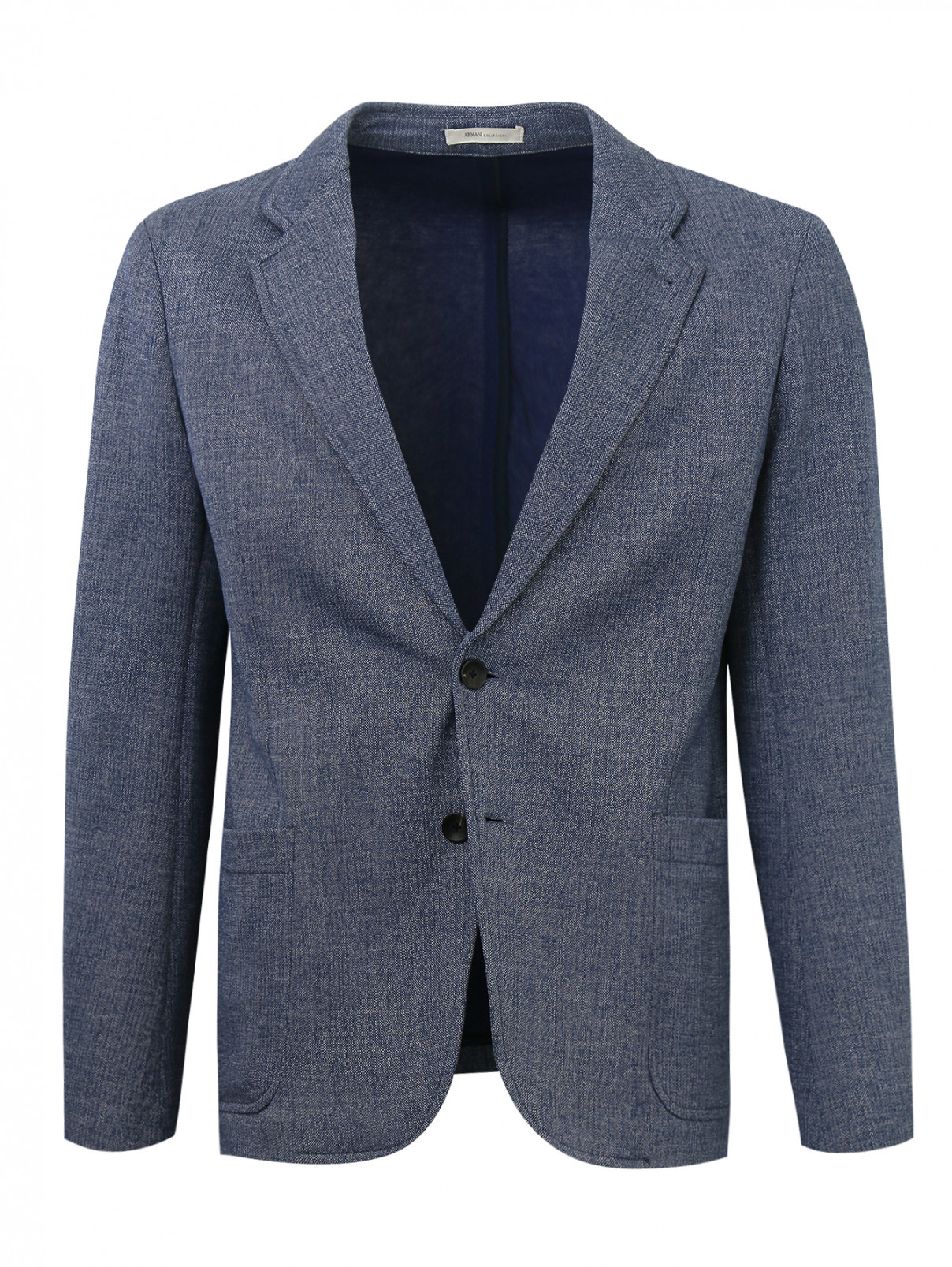 Пиджак однобортный из хлопка Armani Collezioni  –  Общий вид  – Цвет:  Синий