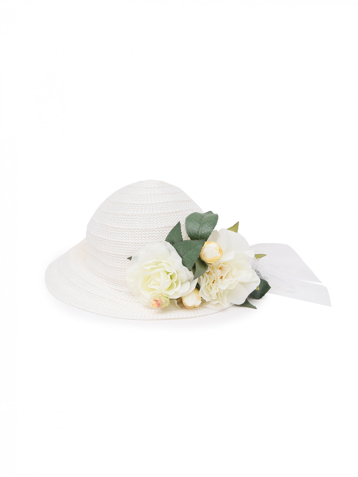 Шляпа с искуственными цветами IL Trenino  –  Общий вид  – Цвет:  Белый