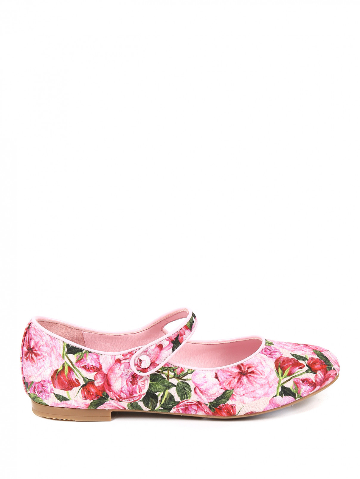 Балетки из кожи с узором Dolce & Gabbana  –  Обтравка1  – Цвет:  Розовый