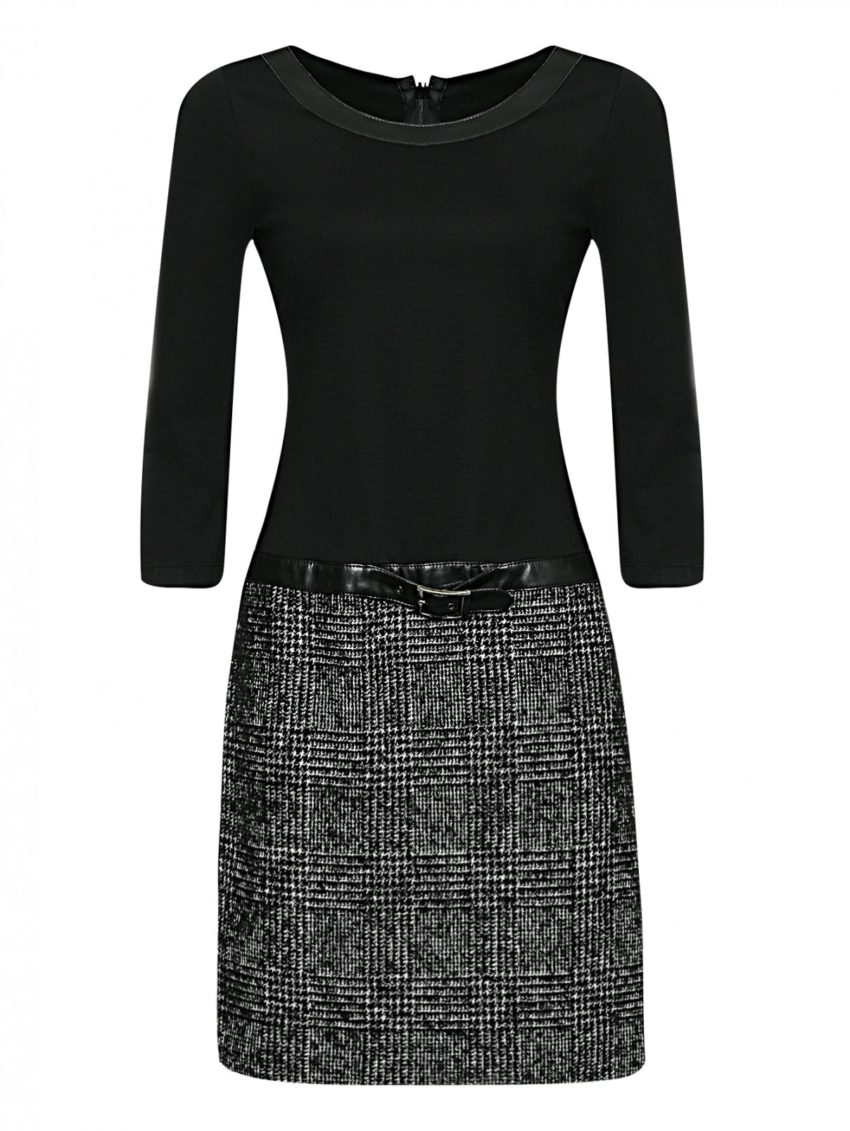 Комбинированное платье с рукавами 3/4 Luisa Spagnoli  –  Общий вид  – Цвет:  Черный