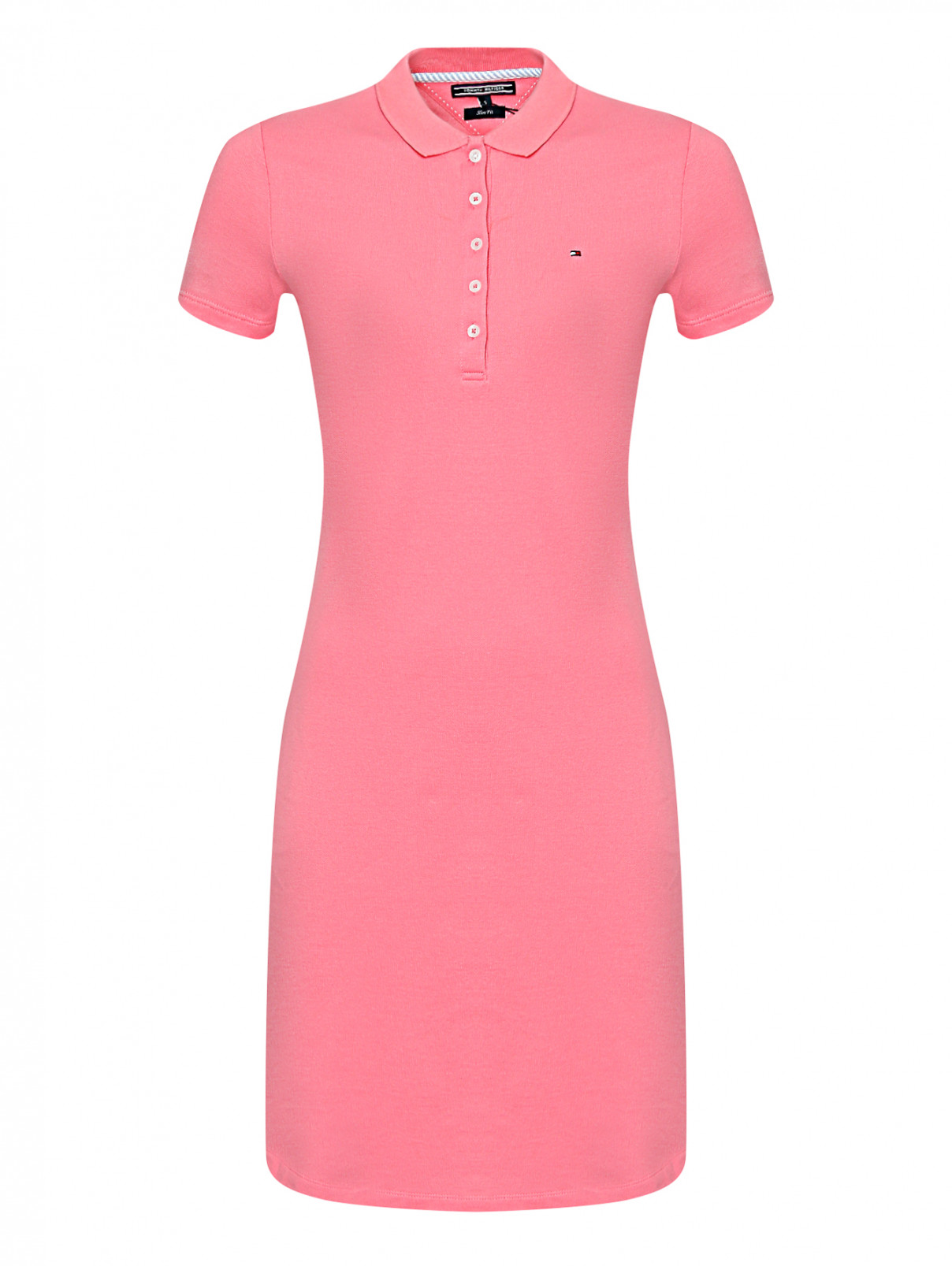 Трикотажное платье из хлопка с короткими рукавами Tommy Hilfiger  –  Общий вид  – Цвет:  Розовый