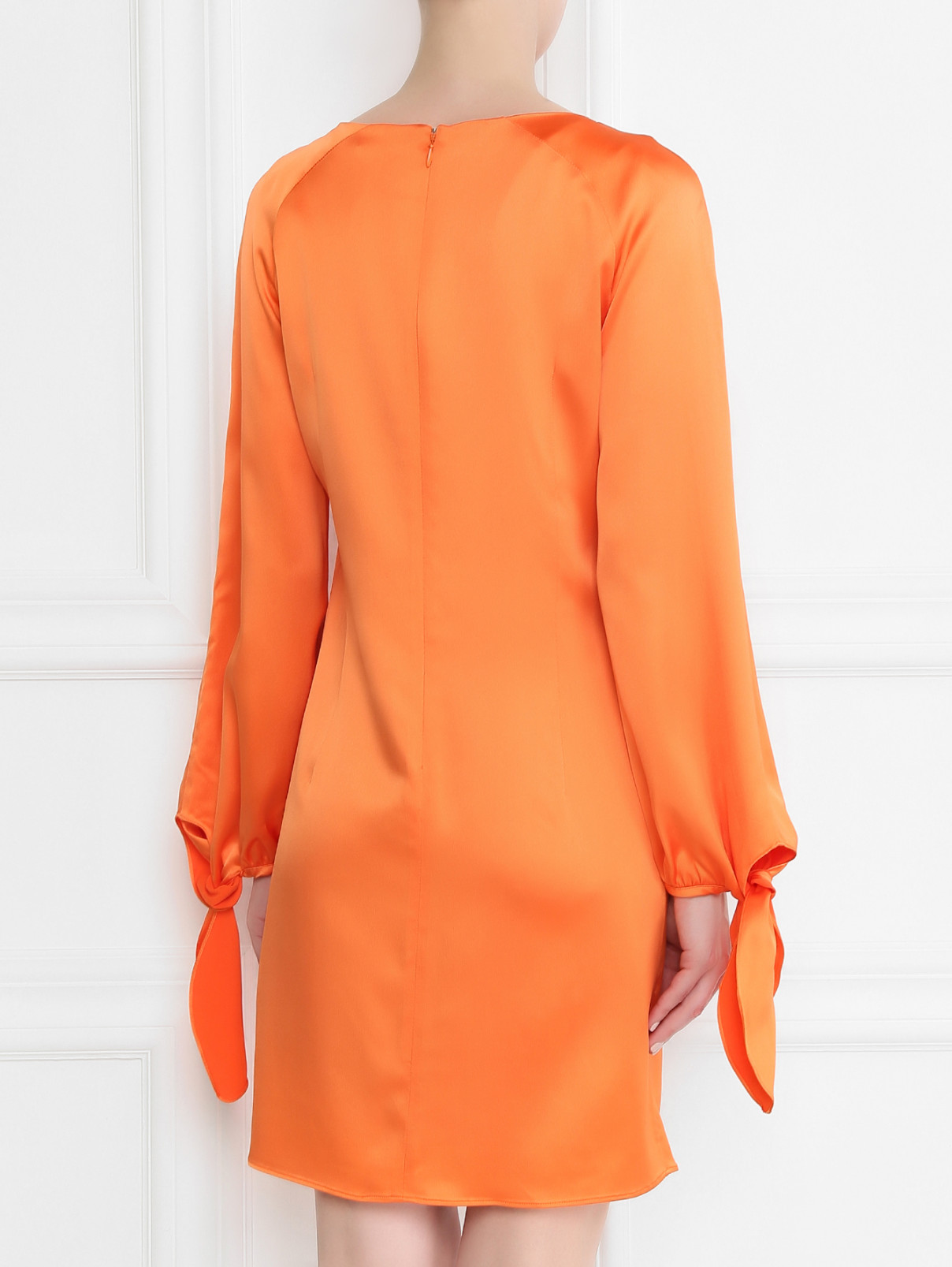 Платье свободного кроя из атласной ткани Carven  –  Модель Верх-Низ1  – Цвет:  Оранжевый