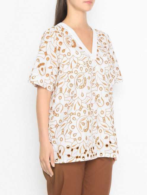 Блуза из хлопка с вышивкой Marina Rinaldi - МодельВерхНиз